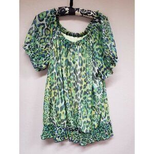 INC International Concepts Womens Animal Print Off-The-Shoulder Top Short Sleeve